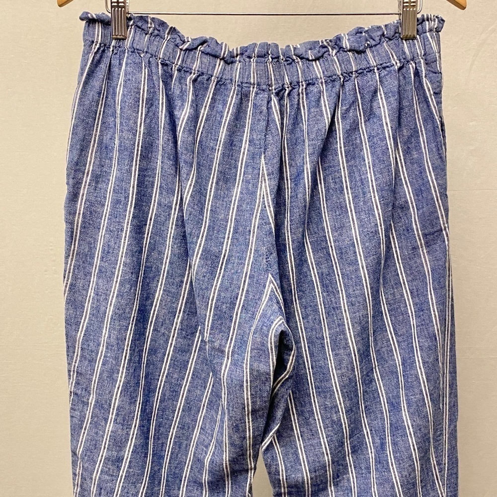 Beach Lunch Lounge Linen Blend Pants Blue White Stripe Womens Size Large - Picture 7 of 13